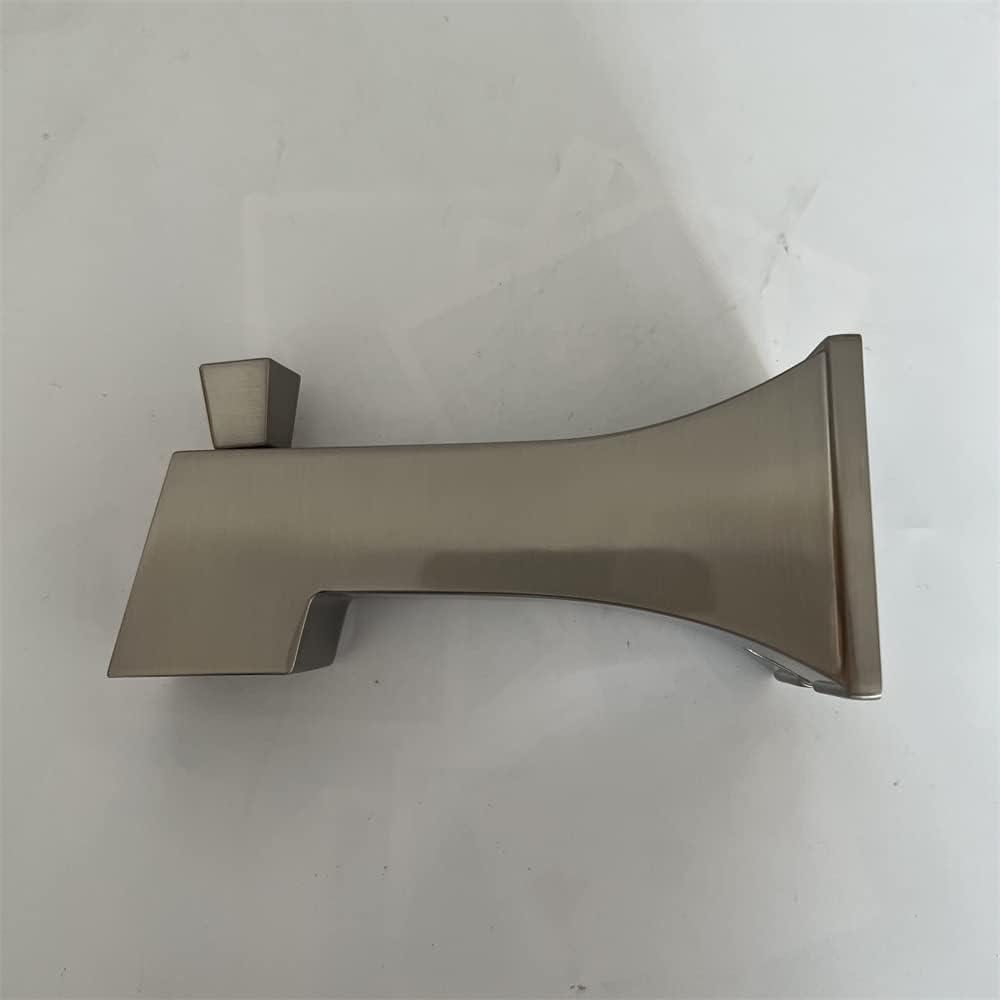Extra Long Shower Square Slip Fit Tub Spout with Pull-Up Diverter for 1/2 inch Copper Tube Brushed Nickel