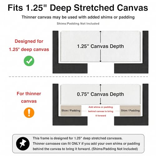 Image of Canvas Floater Frame for Finished Canvas Art, 1.25 inch Deep Floating Shadow Gap Design, Floating Frame for Canvas Art, Modern Gallery Style Wall Decor, Hardware Included (Champagne Gold,18x24)