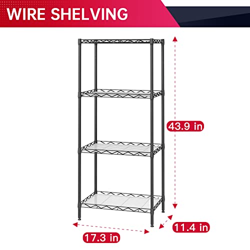 BestOffice 4-Shelf Adjustable Storage Shelving Unit Metal Rack Wire Shelf 600Lbs Capacity with 4 PP Sheets 18L x 12W x 44H for Laundry Bathroom Kitchen Garage,Black thumbnail 3