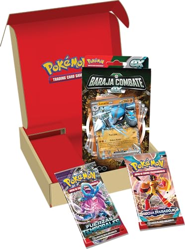 JCC Pokémon: baraja Combate ex de Lucario ex y Lote de 2 Paquetes de Mejora (baraja de 60 Cartas Lista para Jugar)