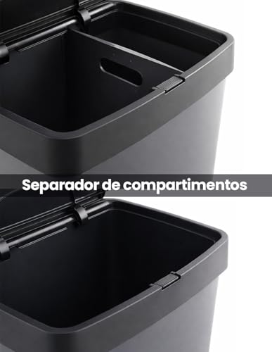 Miniatura 6 de Jardin202 - Cubo De Basura Para Reciclaje Triple 70l 3 Compartimentos Con Pedal Y Tapa Hermetica Vertical Y Ergonómico Duradero 70 Litros Gris