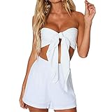 Women's Sexy Summer Solid Candy Color Tube Top Crop Tops (White, Free) One Size