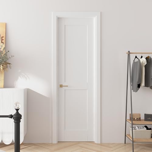 BARNSMITH 24x80 in 2-Panel White Primed Shaker Door Slab, Paintable Solid Core Composite Wood Interior Door Panel, for Swing, Pocket, Sliding Door, Sturdy and Durable by BARNSMITH - Used condition - US$141.52
