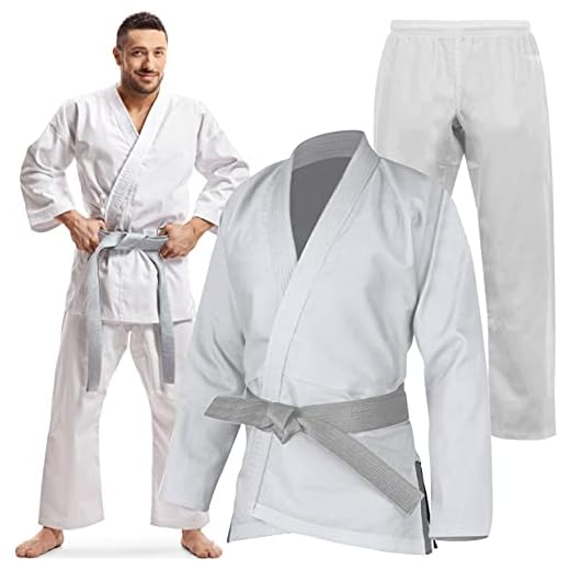 Uniforme de algodón Karate Gi, de Senshi, para estudiantes de karate y artes marciales, con cinturón, color blanco, tamaño 0/130
