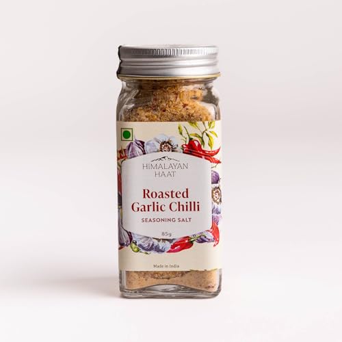 Image of Himalayan Haat Roasted Garlic Chilli Seasoning Salt - Spicy Blend with Himalayan Pink Salt & Single-Origin Herbs | Perfect for Potatoes, Chicken & Marinades | 85g