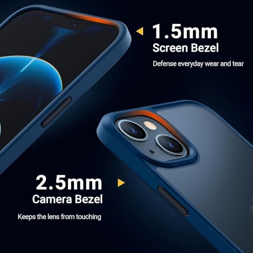 TORRAS Guardian Shockproof for iPhone 16 Pro Case, [4X Military-Grade Test Protection] Anti-Scratch DIY-Buttons Slim Thin Translucent Matte Hard Back Case for iPhone 16 Pro, Navy Blue — view 2