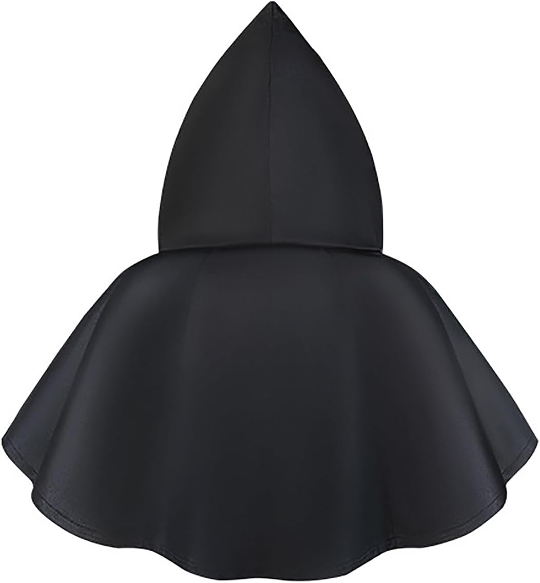 BXT Medieval Moon Phases Print Cowl Cloak Grim Short Print Hooded Cape Halloween Dress Up Cosplay Poncho for Women Men