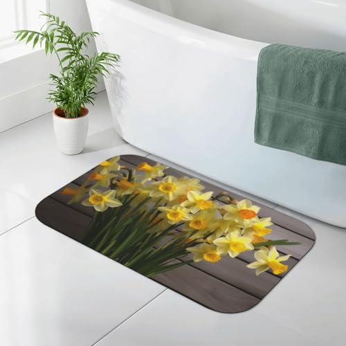 Tapis de bain antidérapant absorbant diatomées grand format imprimé fleurs - 2