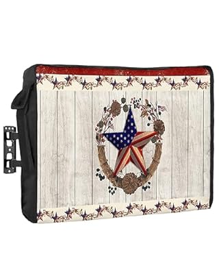 Outdoor TV Cover 80 to 85 Inches,Independence Day American Flag Farm Vintage Wooden Board Waterproof and Weatherproof TV Cover with Remote Control Pocket,Flat Screen TV Cover Protector for Outside TV
