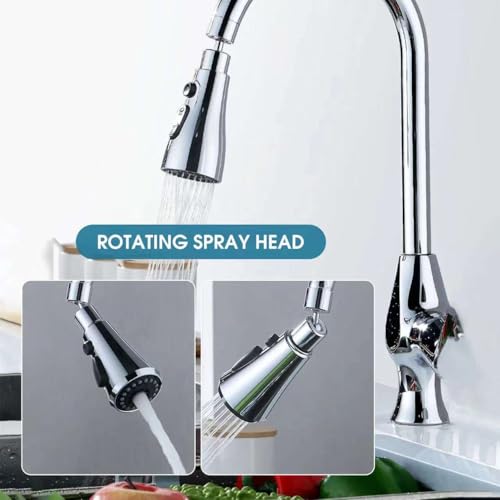 Image of 360 Degree Water Saving Faucet Adjustable | Tap filter, Tap extender for kitchen sink | Flexible Anti Splash Water Saving Movable | Sprinkle Head Nozzle for & Kitchen (2, Chrome)