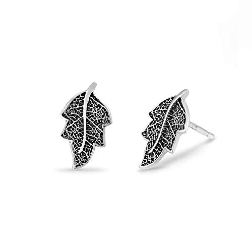 Boma Jewelry Sterling Silver Oxidized Tree Leaf Nature Stud Earrings2