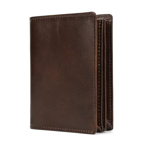 Men's Leather Wallet Slim Minimalist Engraved Money Clip Card Case with ID Window