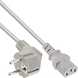 Farbe: grau InLine 16650G Netzkabel, Schutzkontakt gewinkelt auf Kaltgerätestecker C13, 0,5m, grau