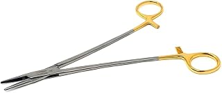 TC Mayo Hegar Needle/Suture Holder Driver with Tungsten Carbide Inserts and Gold Rings Made of Premium Grade Stainless Steel (7 in.)