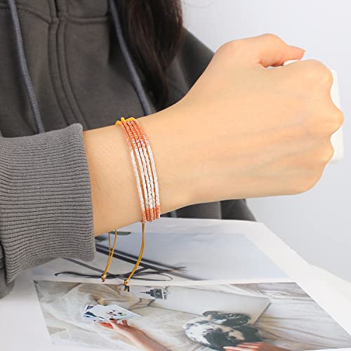 Image of KELITCH Layered Miyuki Beads Bracelets Adjustable Strand Bracelets Bangles Bohemian Style Summer