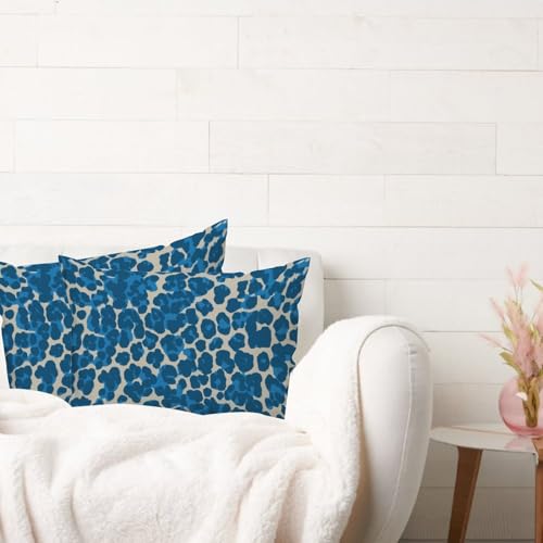 Housses de coussin bleues léopard 50x76 cm pour protéger et embellir vos canapés - 5