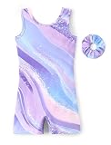 PATPAT Gymnastics Leotards for Girls Sleeveless Biketard Galaxy Purple 6-7Y