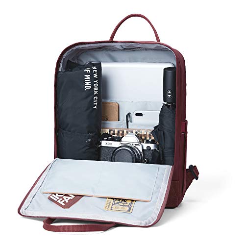 KALIDI Casual Laptop Backpack 15 Inches Classic Camping Rucksack Travel Outdoor Square Daypack College Hiking Gym Bag, Burgundy - Thumbnail 2