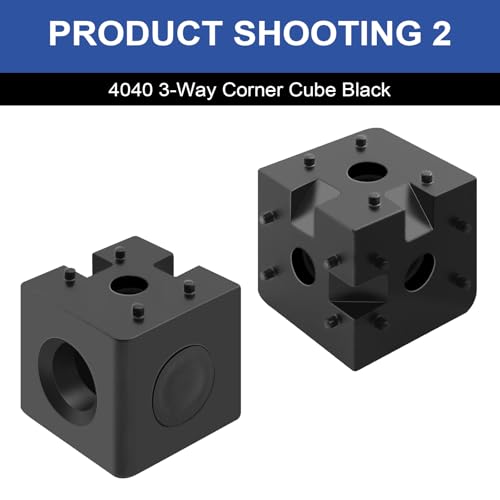 Image of 12pcs 4040 3-Way Corner Cube 4040 Extrusion Hardware T-Slot V-Slot Accessories with Screws and Nuts for 4040 Aluminum Extrusion Connector 3D Printer Accessories Black