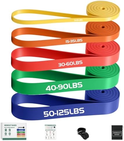 Elastic Bands for Bodybuilding, 5 Pieces Elastic Bands Muscle Resistance Bands, Resistance Bands with Door Anchor for Training Powerlifting Fitness Yoga
