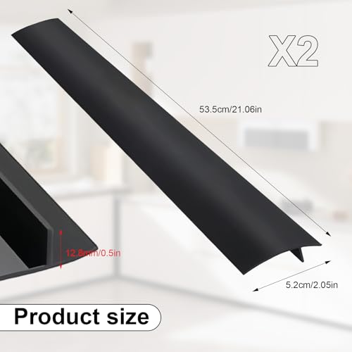 DIYCUT 2 Stück Küchenherd Thekenlückenabdeckung Schwarz, Fugenleiste Arbeitsplatte(53,5 cm), Hitzebeständig Arbeitsplatten Verbindungsschiene, Leicht Zu Reinigen, für Herd, Schreibtisch und Spüle