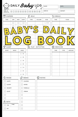 Baby's Daily Log Book: For Newborns and Toddlers Care Planner with Feed, Sleep, Diapers, Activities, Medicine, Needs, Mood, Bath & Notes Nanny Tracker