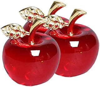 Apple Figurines Christmas Crystal Apple Paperweight Glass Crafts Home Decoration Car Ornaments Figurine Miniature Souvenir Gifts(Crystal Leaf)