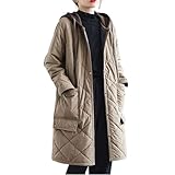 [LDGSUPH] ートレディース 中綿コートノーカラー コート 長袖 アウター フード付き フロントボタン ダウン風 ジャケット ロングコート ポケット付き シンプル 無地 羽織り コート体型カバー 大きいサイズ 秋 冬