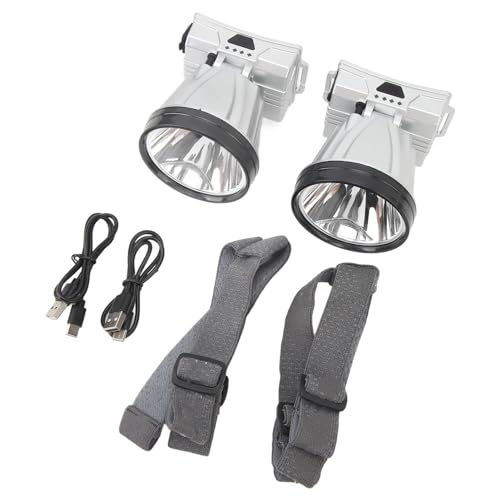 Alomejor 2PCS LED Headlamp Flashlight with Sensor Rechargeable Lightweight Light for Camping Fishing
