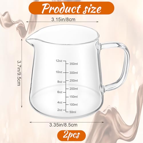 2 pack vasos medidores de vidrio 12 oz para café miniatura 3