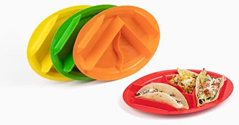 Jarratt Industries Big Taco Plate, Made in the USA, Designed to Hold Jumbo Tacos and Tortillas, Plastic Plate Set for Huge Soft and Enormous Hard Shell Tacos, Set of 4