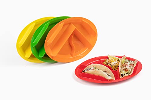 Jarratt Industries Big Taco Plate, Made In The Usa, Designed To Hold Jumbo Tacos And Tortillas, Plastic Plate Set For Huge Soft And Enormous Hard Shell Tacos, Set Of 4 #TOP12