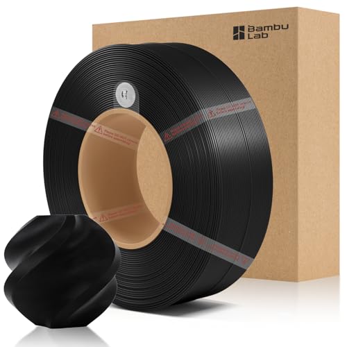 COMTREE Bamboo ABS Refill Filament 1.75mm 1 KG (2.2lbs) with RFID for Bambu Lab A1/X1/P1 Series 3D Printers Easy to Print 3D Printing Filament No Spool +/- 0.03mm (Black 40101)