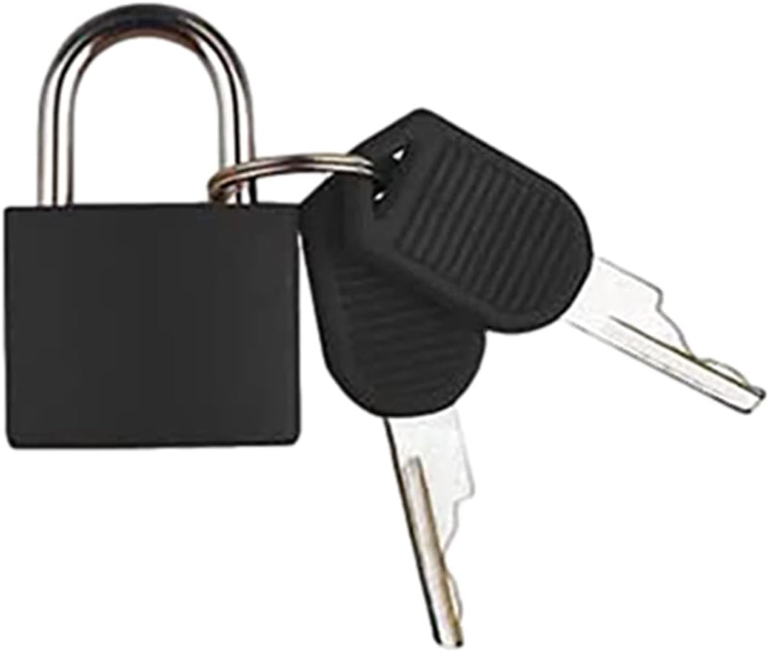 Abudend Suitcase Lock Mini Padlock With Key Small Lock School Bag Backpack Luggage Padlock School Gyms Outdoor Backpack Lock Blanket Packing Bags Cord Organizer Bag for Electronics (Black, One Size)
