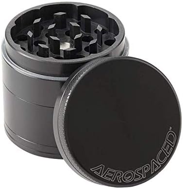AEROSPACED Herb Grinder with Magnetic Top 4-Piece 50mm - Multiple Colors Available (Gun Metal), Black, 1.90 "