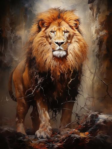 SKRYUIE Paint by Numbers Kit for Adults Beginner Lion, Acrylic Oil Painting by Numbers Kits with PaintBrushes Paintwork Art Canvas for Home Decor 16x20 inch / 40x50 cm B1675