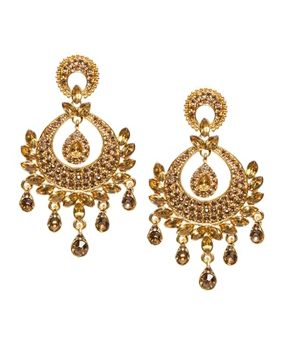 Boucles d'oreilles pendantes dorées de haute qualité Bindhani inspiration indienne