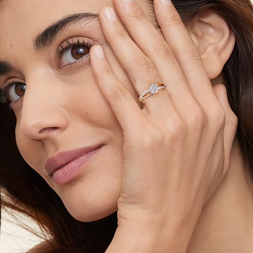 DZON Sterling Silver 1/10 CT TDW Diamond Promise Ring for Her2