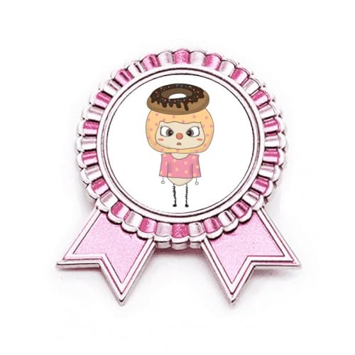 Broche rose en métal M avec inscription Food Breakfast - Accessoire de mode original