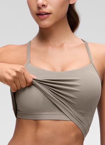 Image of CRZ YOGA Butterluxe Y Back Crop Tank Tops | Light Support, Removable Pads, Yoga, Extremely Soft, Scoop Neck, Spaghetti Straps, Longline Sports Bras for Women