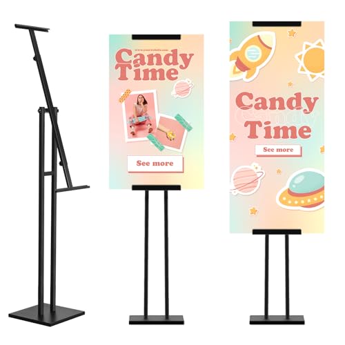 Bojury Infoständer Doppelseitiger Höhenverstellbar 180-Drehung Aufsteller Plakatständer Metall Präsentationsständer Werbeständer Standhöhe Werbung Ausstellung Speisekarten Präsentationsständer