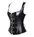SLIMBELLE® Mujer Corsé de Cuero Negro Pirata Gótico Steampunk Bustier Medieval Burlesque...