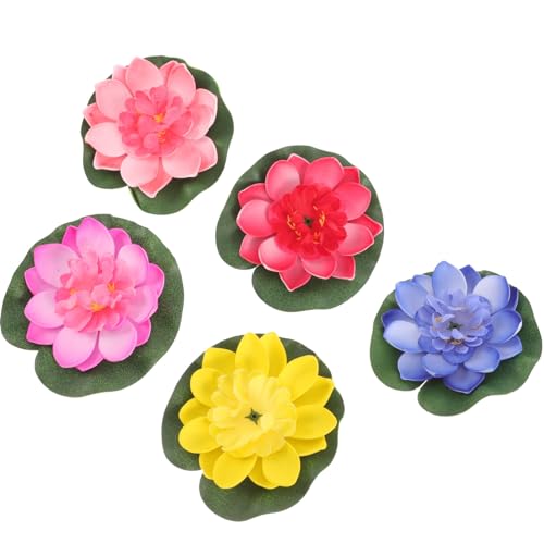 Zerodeko 10cm Schwimmende Blume 5pcs Künstliche Seerosenblätter Eva Simulation Pflanze Keine Bewässerung Benötigt