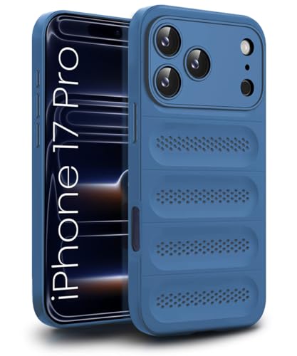Image of WOW IMAGINE Ultimate Silicone Back Cover Case for iPhone 17 Pro | Heat Dissipation Thin Soft TPU | 360 Camera Protection | Breathable Cooling Holes - Deep Blue