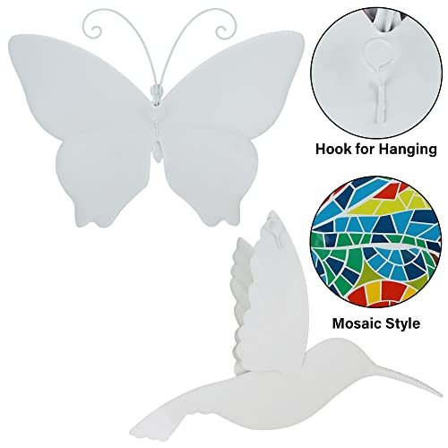 Adroiteet 16 Inch Large Wall Decor, Set Of 2 Butterfly Hummingbird Metal Wall Art, Bird Wall Sculpture Hanging Decorations, Perfect For Garden Yard Fence Home Kitchen Bedroom Outdoor Indoor #TOP2