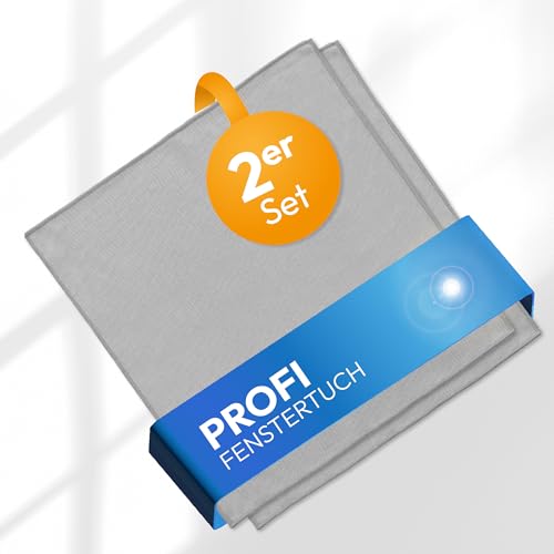 Wowtowelz Streifenfrei reinigen nur mit Wasser - Fensterputztücher für Glas Auto Küche Bad - Clear Pro Fenstertuch Set 2er Set Grau 40x40 cm