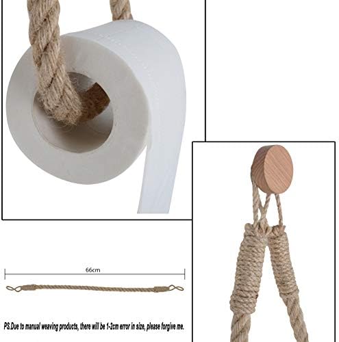 Toilet Paper Holder Vintage Hemp Rope Wooden Toilet Paper roll Holder for Bathroom