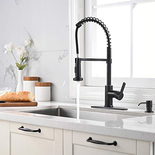 Appaso 18” Tall Kitchen Faucet With Pull Down Sprayer Oil Rubbed Bronze - Commercial High Arc Tall Modern Single Handle Spring Put Out Kitchen Sink Faucet With With Soap Dispenser #TOP5