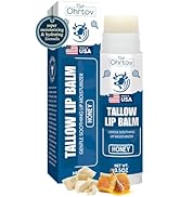 Beef Tallow Lip Balm – Natural Tallow Beeswax Chapstick – Hydrating Moisturizer Grass Fed Bison T...