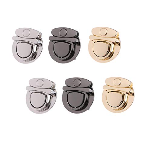 DAZAIGE 6 Pieces Turn Lock Clasps Practical Purse Closure Twist Buckle Fasteners Round Shape Metal Hardware Clip for DIY Craft Handbag Wallet Purse Making Bags Parts Accessories, 3 Colors